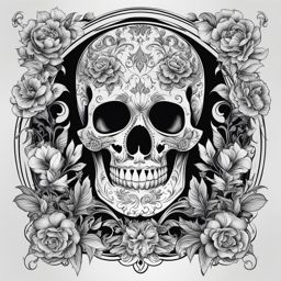 skeleton tattoo black and white design 