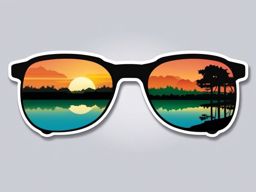 Sunglasses with Reflection in Nature Sticker - Sunglasses with a reflection of nature, ,vector color sticker art,minimal