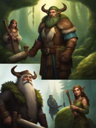 enigmatic firbolg druid with giant friends - capture an enigmatic firbolg druid with friendly forest giants at their side. 