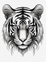 drawing of a tiger with glowing eyes  minimal rough sketch scribbles,doodles,black and white