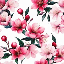 Cherry flower tattoo, Creative tattoos featuring cherry blossoms in full bloom. colors, tattoo patterns, clean white background