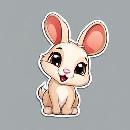 Rabbit cartoon - small, hopping animal with long ears  cartoon sticker style