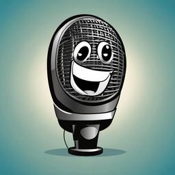 Microphone clipart - cartoon microphone character with a smile  