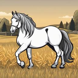 Percheron Horse cartoon - large, strong draft horse  cartoon sticker style