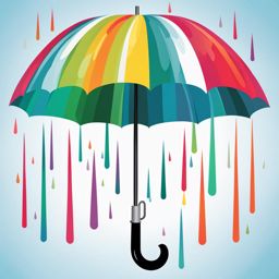 umbrella clipart: colorful umbrella shielding from a rain shower. 