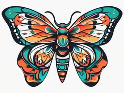 Color Moth Tattoo - Moth tattoo with a color design.  simple vector tattoo,minimalist,white background