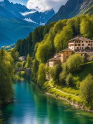 undiscovered valle d'aosta - paint a scene from the undiscovered valle d'aosta, with dramatic mountain vistas and charming alpine towns. 