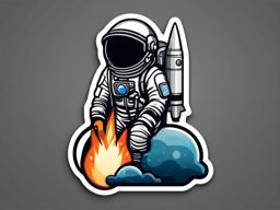 Rocket and Astronaut Emoji Sticker - Space exploration adventure, , sticker vector art, minimalist design