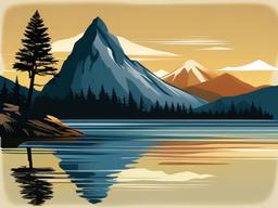 Mountain clipart - mountain in a peaceful nature setting  