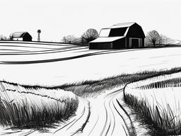 sketch of farm  minimal rough sketch scribbles,doodles,black and white