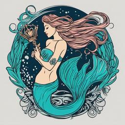 aquarius mermaid tattoo  simple vector color tattoo