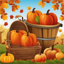 Autumn clipart - autumn harvest with apples and pumpkins  