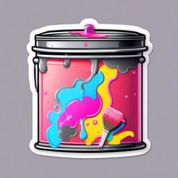 Kawaii Paint Can sticker- Colorful Creativity, , color sticker vector art