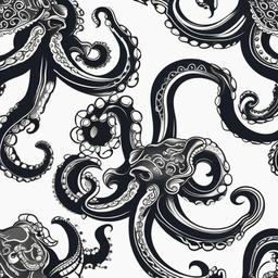 American Traditional Octopus Tattoo - Combine American traditional tattoo styles with an iconic octopus design.  simple vector color tattoo,minimal,white background