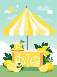 June clipart - lemonade stand with a June banner  color,minimalist,vector clipart