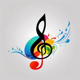 Music Note Clipart - Eighth note symbol for music and sound,  color vector clipart, minimal style