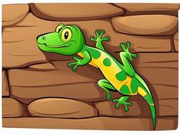 Gecko Cartoon - Cartoon of gecko climbing a wall  