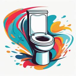 Toilet clipart - flushing toilet with water swirling  color,minimalist,vector clipart