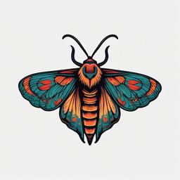 Death Moth Tattoo Color - Colorful death moth tattoo.  simple vector tattoo,minimalist,white background