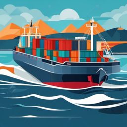 Cargo Ship Clipart - A cargo ship transporting goods.  transport, color vector clipart, minimal style