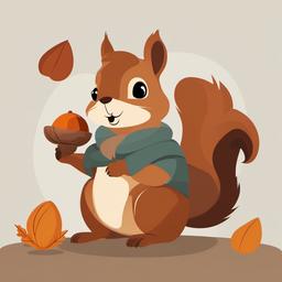 Squirrel clipart - squirrel holding a giant acorn above its head  color,minimalist,vector clipart