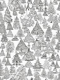 Christmas Trees Colouring  outling,coloring pages,black and whit