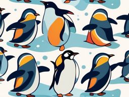 Penguin Sticker - An adorable penguin waddling on ice, ,vector color sticker art,minimal