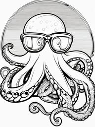 Octopus Coloring Pages - Octopus with glasses  simple coloring pages