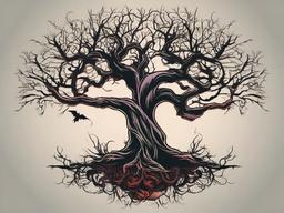 scary tree tattoo  simple vector color tattoo