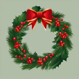 Wreath Clip Art Christmas,Decorating a door with a wreath using wreath clip art Christmas  simple, 2d flat