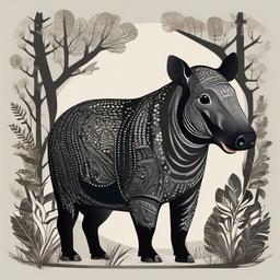 Tapir cartoon - forest-dwelling animal with a short trunk  