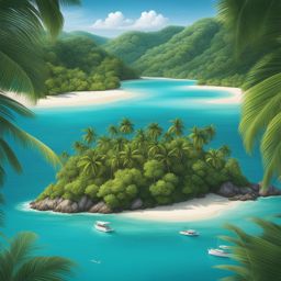 island paradise, a tropical island with pristine beaches, turquoise waters, and swaying palms. 