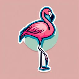 Flamingo Sticker - A graceful flamingo standing on one leg. ,vector color sticker art,minimal