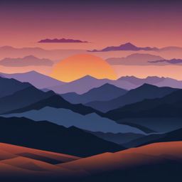 Mountain Ridges at Dusk clipart - Rugged ridges under the dusk sky, ,vector color clipart,minimal