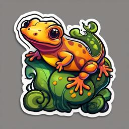 Salamander cartoon - smooth-skinned, colorful amphibian  cartoon sticker style