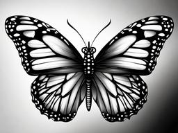 monarch butterfly black and white tattoo  