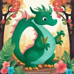 Dragon clipart - dragon in a whimsical, enchanted forest  