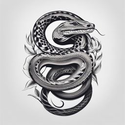 Snake tattoo, Tattoos featuring various depictions of snakes, symbolizing different meanings. colors, tattoo patterns, clean white background