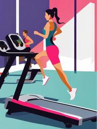 Runner clipart - runner training on a treadmill indoors  color,minimalist,vector clipart