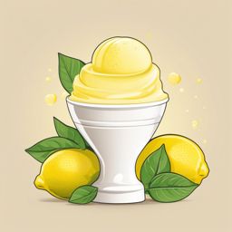 Lemon Sorbet Scoop Clipart - A scoop of tangy lemon sorbet.  color vector clipart, minimal style