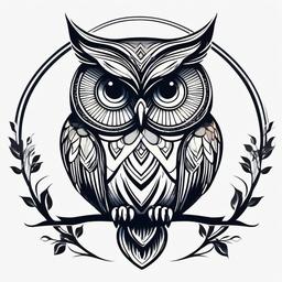 Artsy Simple Owl Tattoo - Infuse artistic flair into simplicity with an artsy and simple owl tattoo.  simple color tattoo,vector style,white background