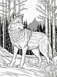 Wolf Coloring Pages - Pack of wolves running through a forest  simple coloring pages