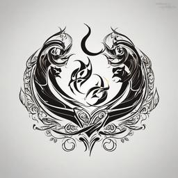 capricorn and pisces tattoos together  simple vector color tattoo