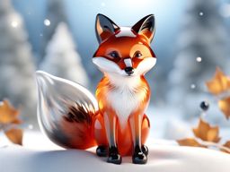 3d blown glass fox on a snowy background farshot realistic ultra hd