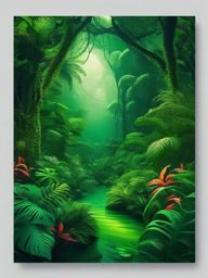 Lush Space Rainforest with Alien Wildlife Green Space Background intricate details, patterns, wallpaper photo