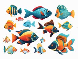 fish clipart - a playful and swimming fish in clear waters. 