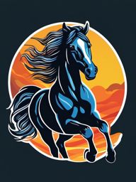 Horse Galloping Sticker - A majestic horse galloping with flowing mane and tail. ,vector color sticker art,minimal