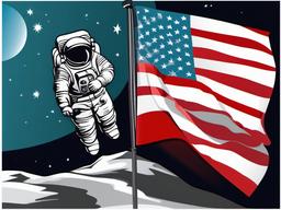 Astronaut clipart - astronaut with a flag  clipart