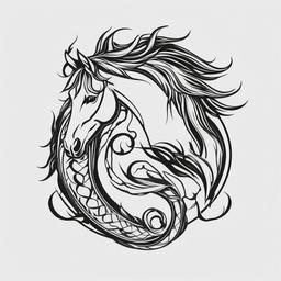 horse and snake tattoo  simple tattoo,minimalist,white background