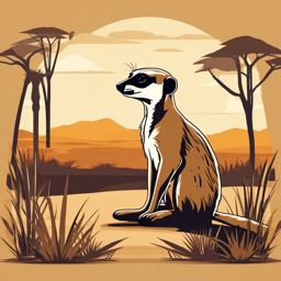 Cute Meerkat in the African Savanna  clipart, simple